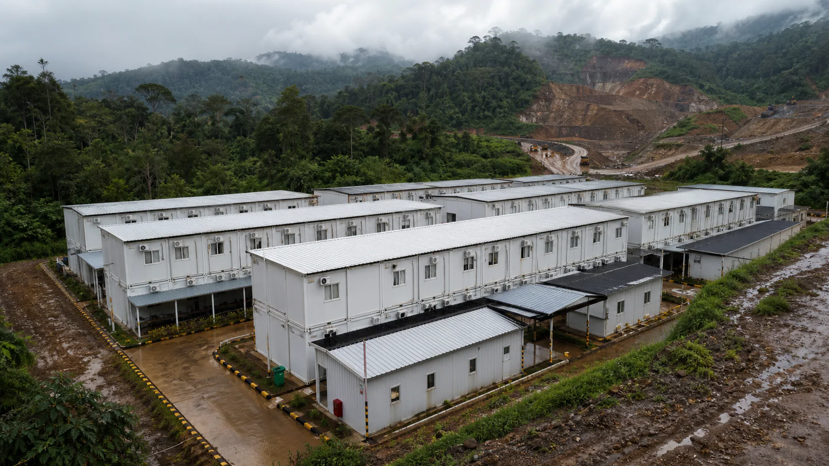 Modular mining camp in a tropical environment